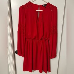 Express | Red long sleeve dress